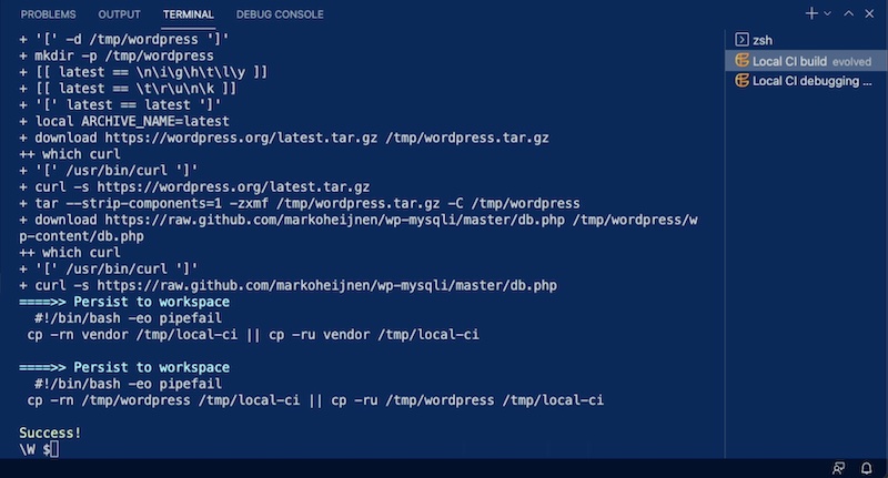 Persisting to the workspace