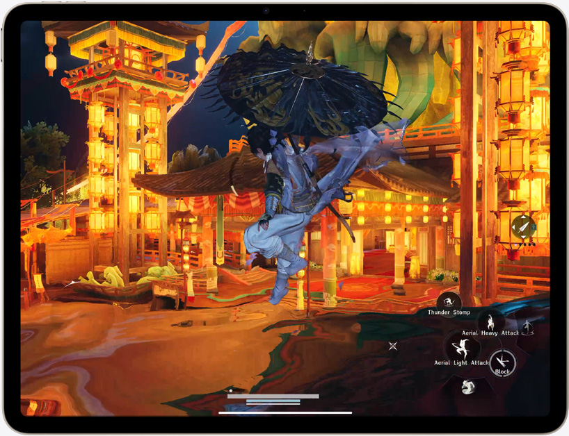 iPad Air demonstrând grafica avansată pentru gaming